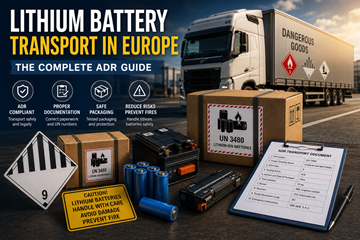 Transport af litiumbatterier i Europa med ADR-farligt gods-etiketter og overholdelse af logistikkrav