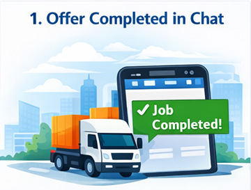 Transportordre markeret som gennemført og bekræftet i ExusTrans’ chatgrænseflade